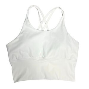 OTOS Yoga White Longline Sports Bra with Strappy Back Size Medium